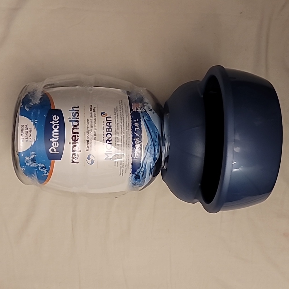 Petmate Replendish Gravity Waterer with Microban for Cats/Dogs, 1 Gal, Blue, New